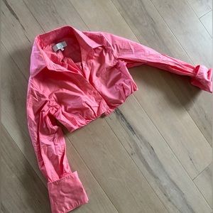 Small pink cropped top Revolve x L’Academie. Button up with sleeves.Like new.